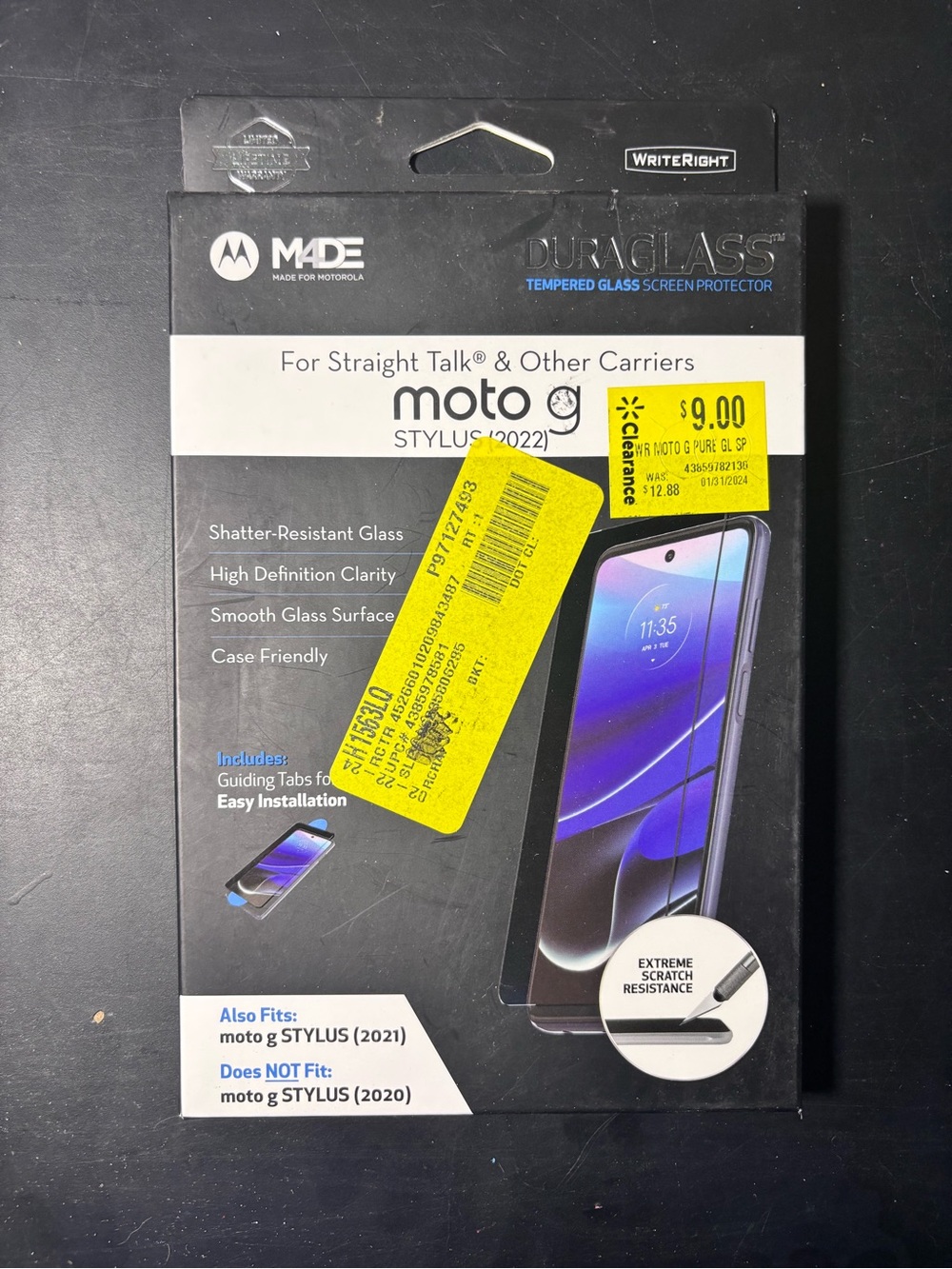 Motorola Duraglass Tempered Screen Protector - Black